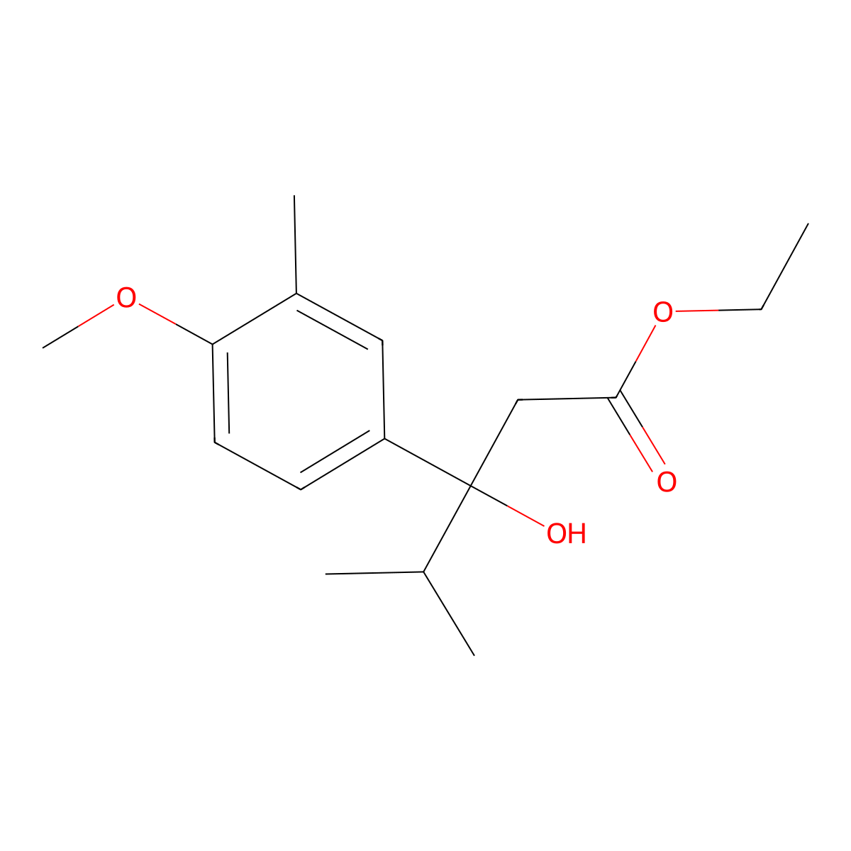 Ethyl 3-hydroxy-3-(4-methoxy-3-methylphenyl)-4-methylpentanoate molecular structure, CAS 1216805-26-3