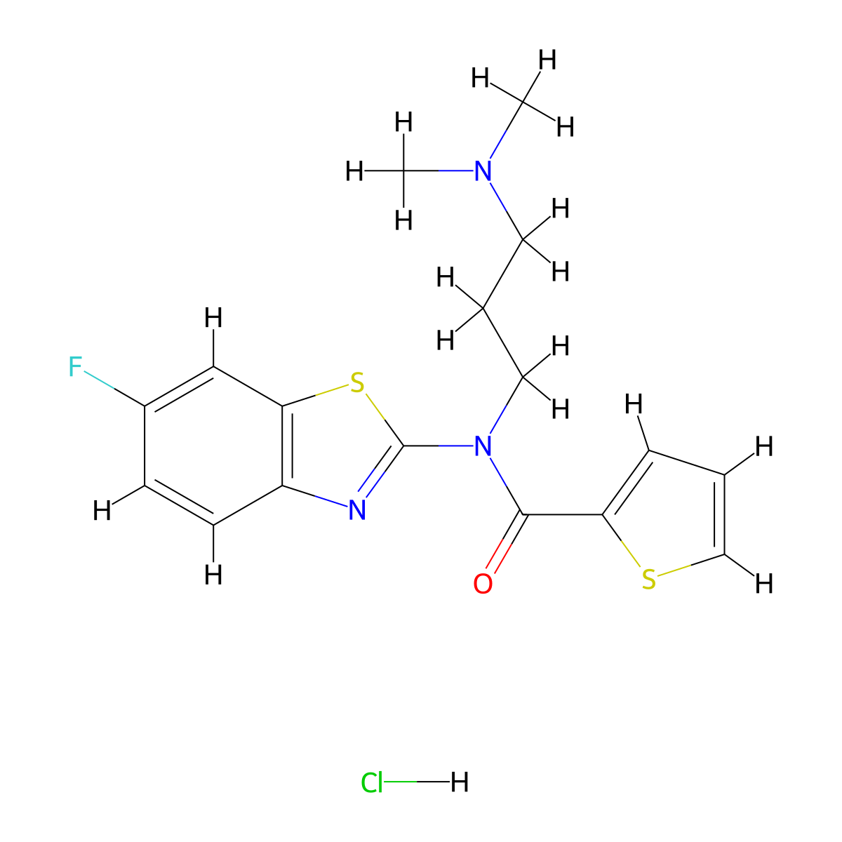 N-(3-(dimethylamino)propyl)-N-(6-fluorobenzo[d]thiazol-2-yl)thiophene-2-carboxamide hydrochloride molecular structure, CAS 1216805-30-9