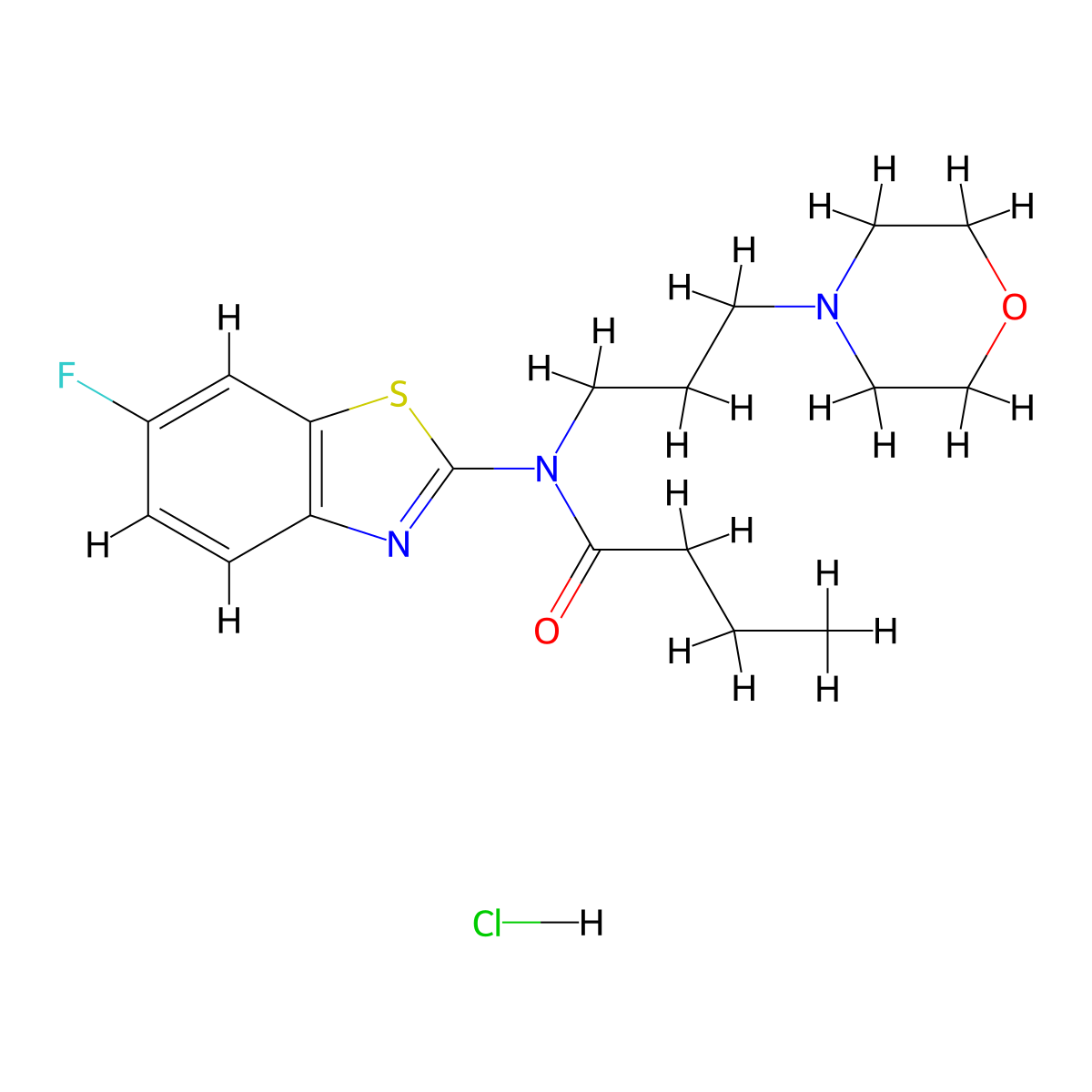 N-(6-fluorobenzo[d]thiazol-2-yl)-N-(3-morpholinopropyl)butyramide hydrochloride molecular structure, CAS 1216806-46-0