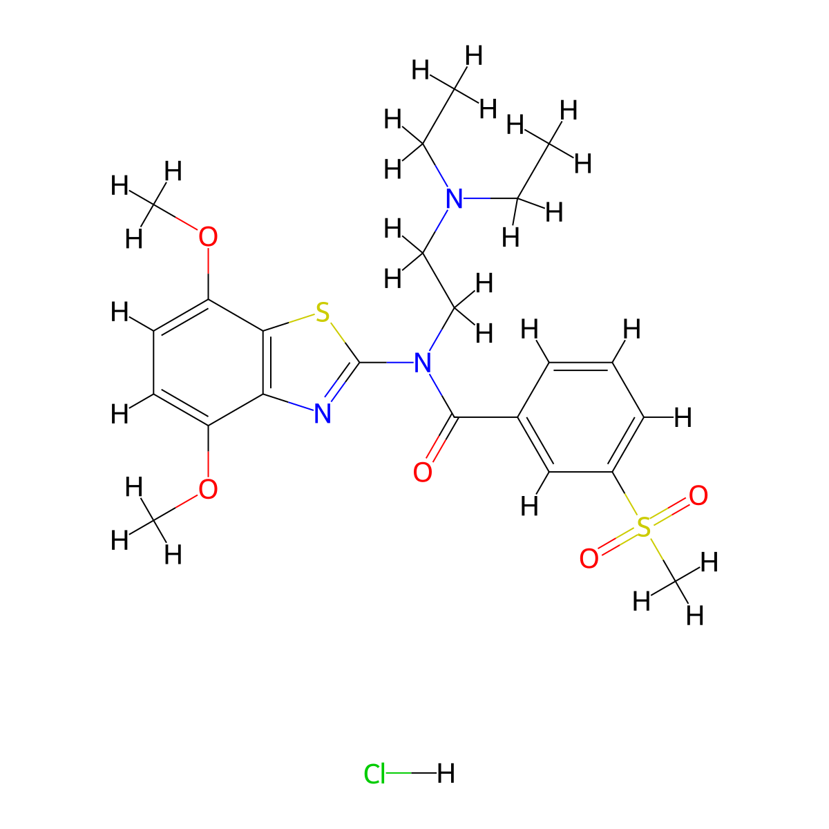 N-(2-(diethylamino)ethyl)-N-(4,7-dimethoxybenzo[d]thiazol-2-yl)-3-(methylsulfonyl)benzamide hydrochloride molecular structure, CAS 1216806-77-7
