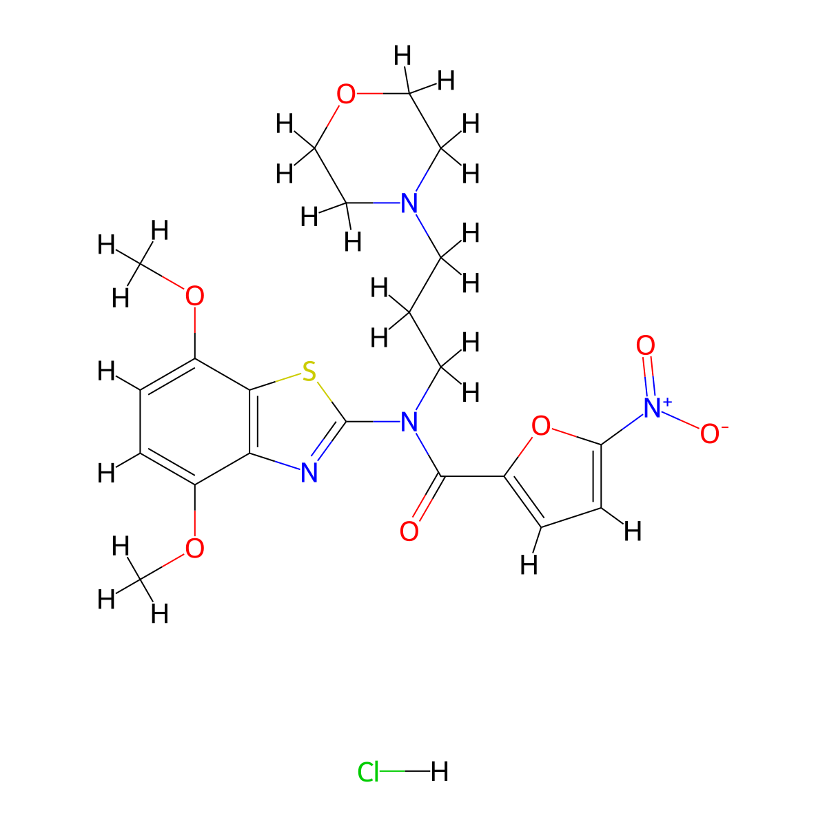 N-(4,7-dimethoxybenzo[d]thiazol-2-yl)-N-(3-morpholinopropyl)-5-nitrofuran-2-carboxamide hydrochloride molecular structure, CAS 1216806-79-9