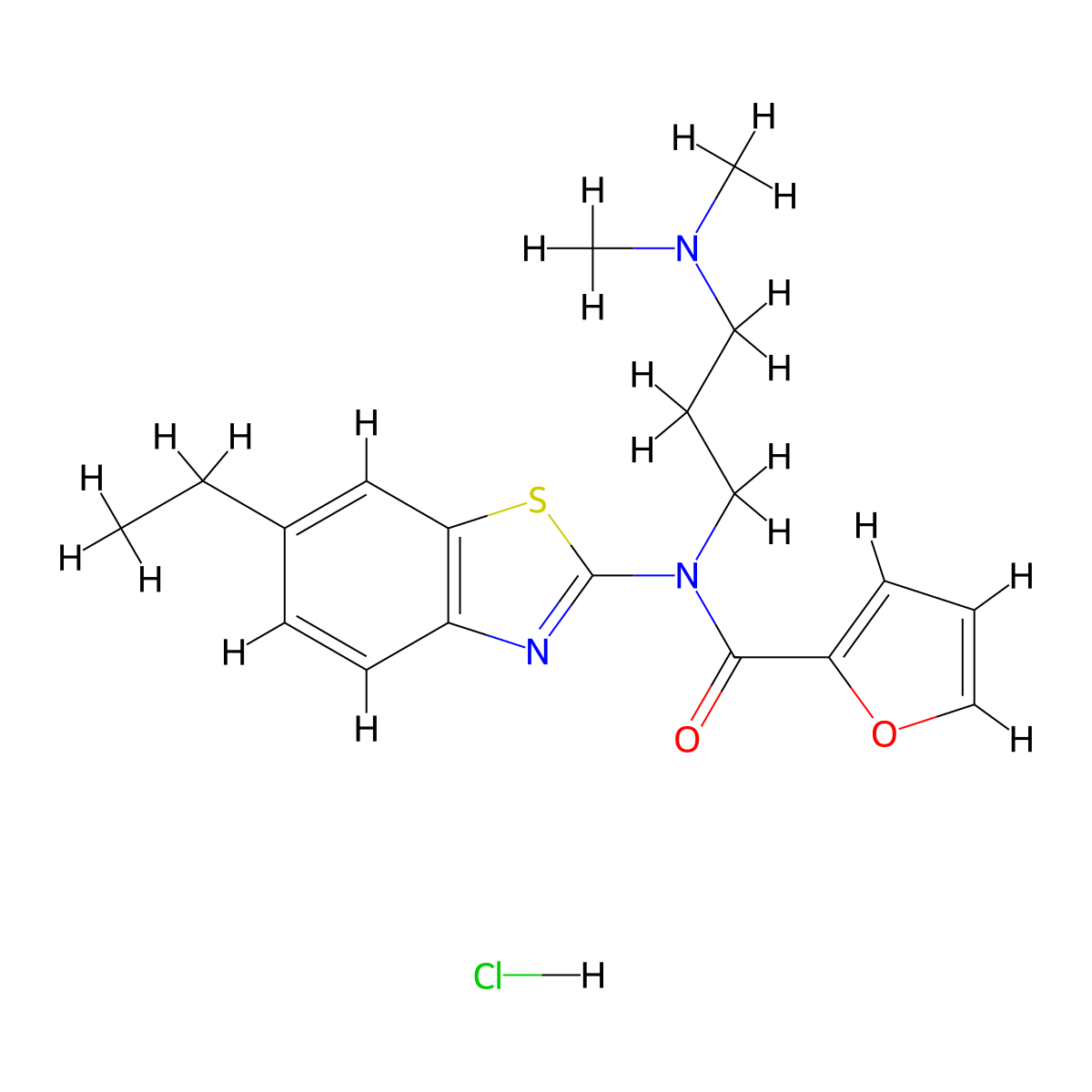 N-(3-(dimethylamino)propyl)-N-(6-ethylbenzo[d]thiazol-2-yl)furan-2-carboxamide hydrochloride molecular structure, CAS 1216807-28-1