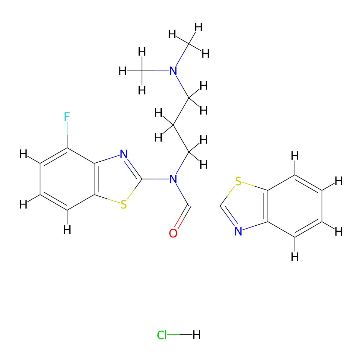 N-(3-(dimethylamino)propyl)-N-(4-fluorobenzo[d]thiazol-2-yl)benzo[d]thiazole-2-carboxamide hydrochloride molecular structure, CAS 1216808-15-9