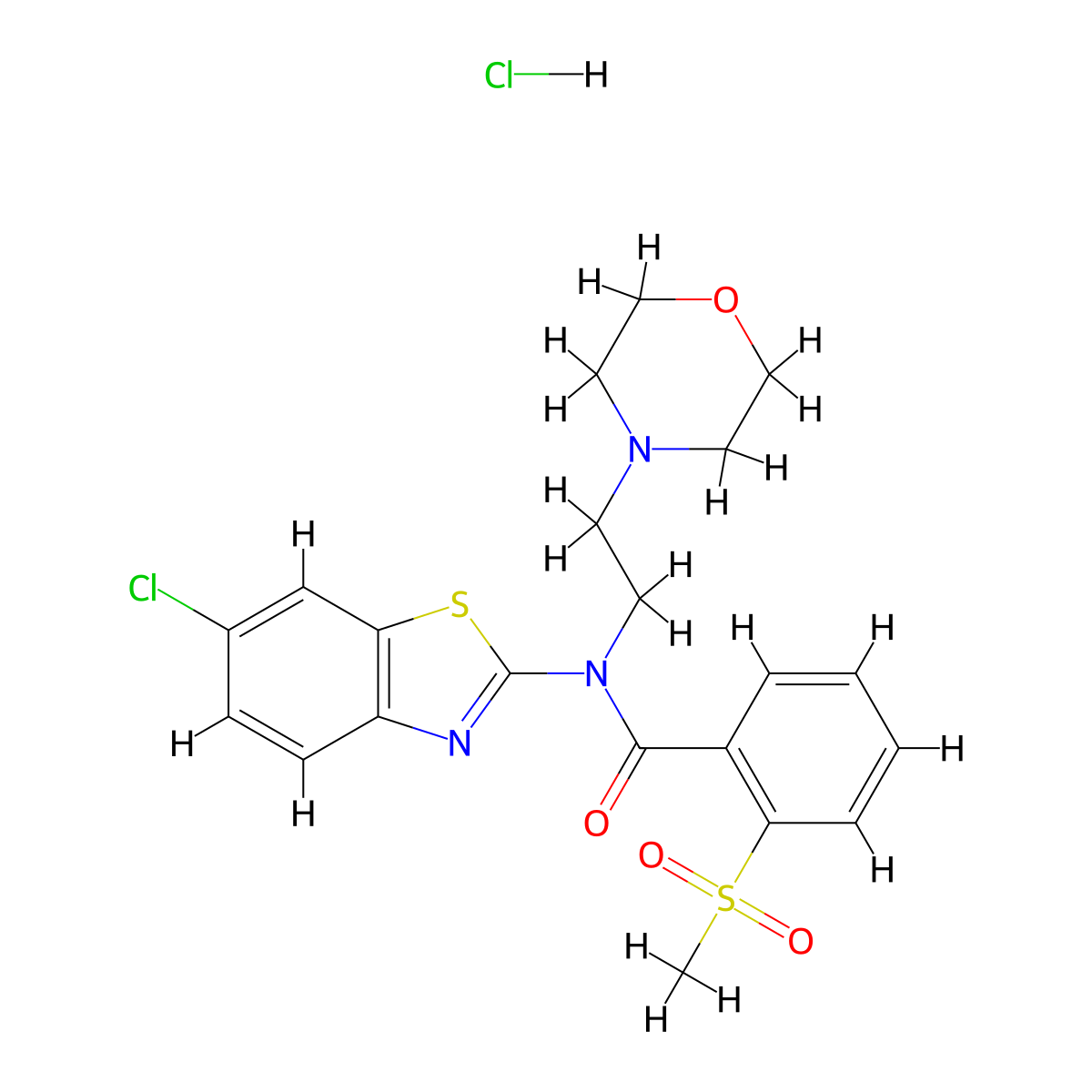 N-(6-chlorobenzo[d]thiazol-2-yl)-2-(methylsulfonyl)-N-(2-morpholinoethyl)benzamide hydrochloride molecular structure, CAS 1216809-46-9