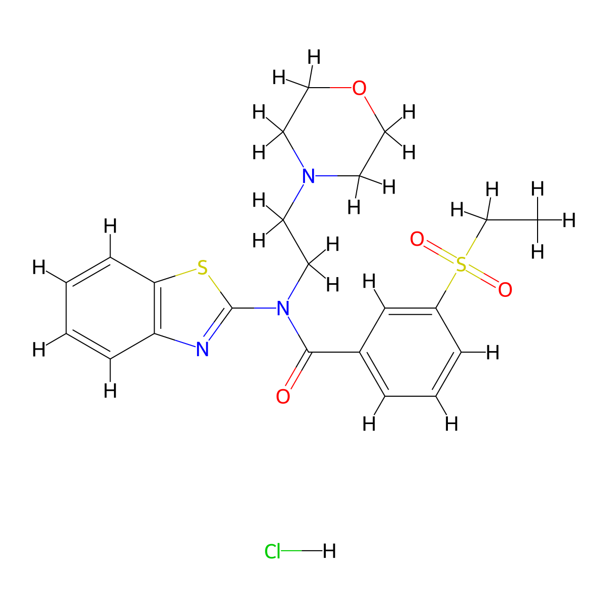 N-(benzo[d]thiazol-2-yl)-3-(ethylsulfonyl)-N-(2-morpholinoethyl)benzamide hydrochloride molecular structure, CAS 1216811-41-4