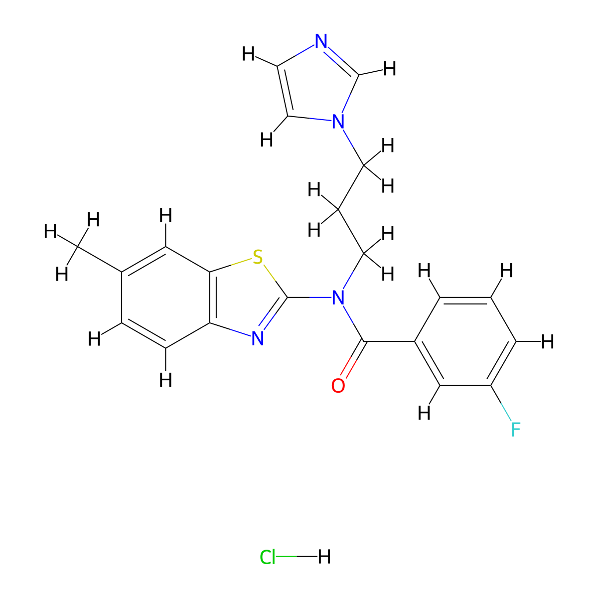 N-(3-(1H-imidazol-1-yl)propyl)-3-fluoro-N-(6-methylbenzo[d]thiazol-2-yl)benzamide hydrochloride molecular structure, CAS 1216811-42-5