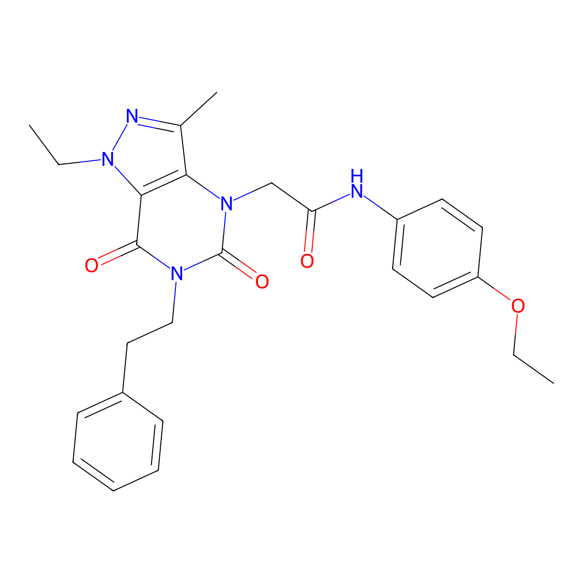 N-(4-ethoxyphenyl)-2-(1-ethyl-3-methyl-5,7-dioxo-6-phenethyl-6,7-dihydro-1H-pyrazolo[4,3-d]pyrimidin-4(5H)-yl)acetamide molecular structure, CAS 1216812-04-2
