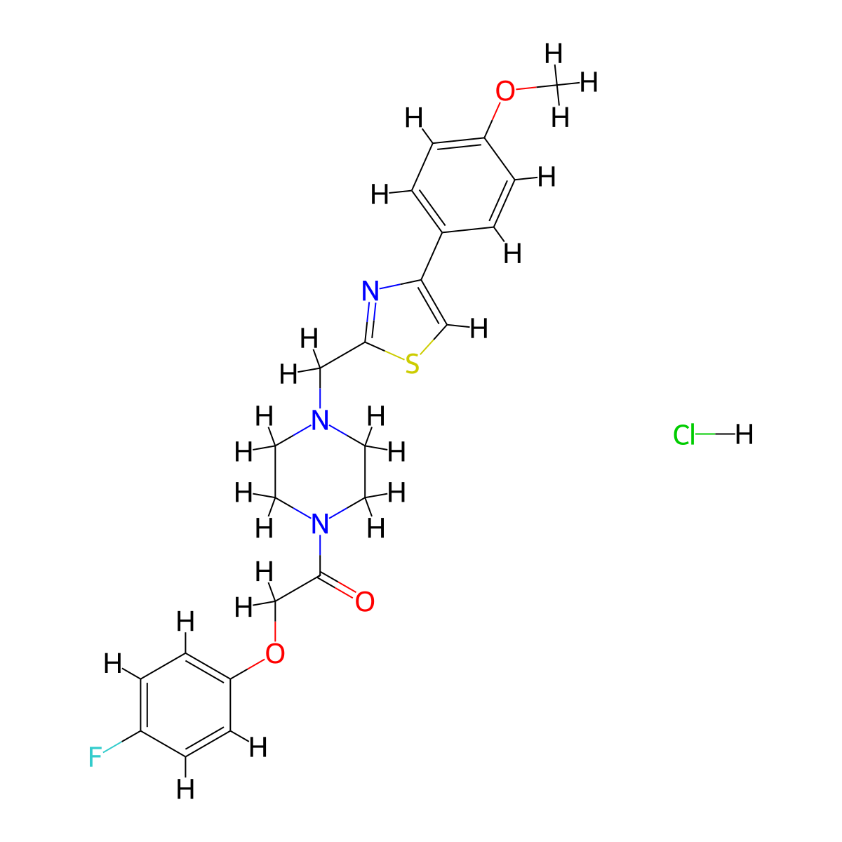 2-(4-Fluorophenoxy)-1-(4-((4-(4-methoxyphenyl)thiazol-2-yl)methyl)piperazin-1-yl)ethanone hydrochloride molecular structure, CAS 1216812-52-0