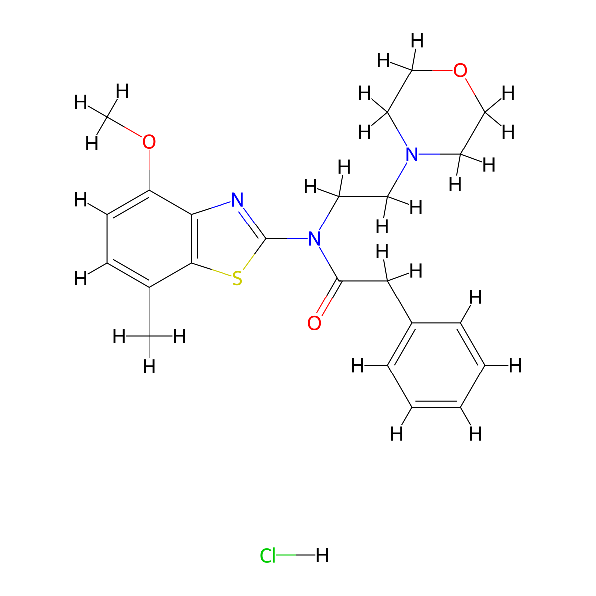 N-(4-methoxy-7-methylbenzo[d]thiazol-2-yl)-N-(2-morpholinoethyl)-2-phenylacetamide hydrochloride molecular structure, CAS 1216812-58-6