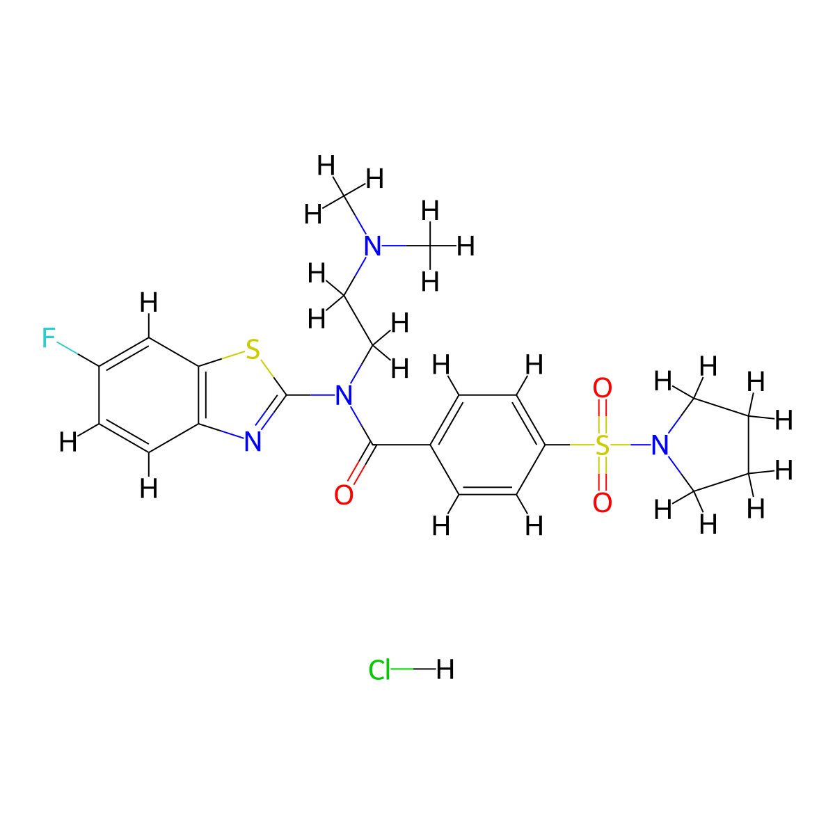 N-(2-(dimethylamino)ethyl)-N-(6-fluorobenzo[d]thiazol-2-yl)-4-(pyrrolidin-1-ylsulfonyl)benzamide hydrochloride molecular structure, CAS 1216813-74-9