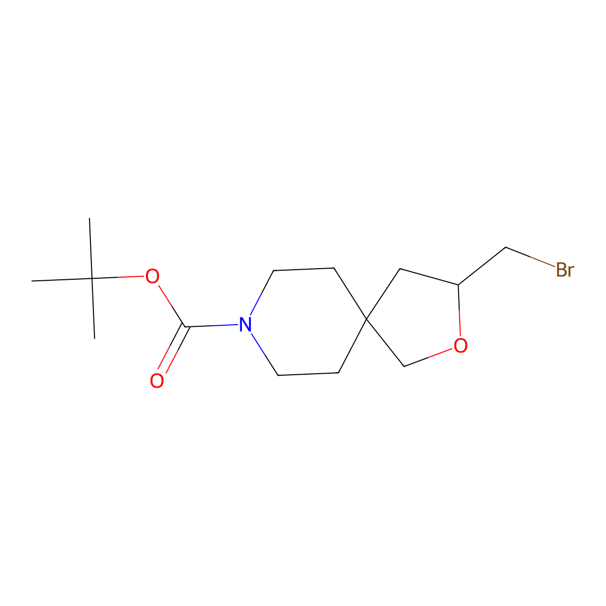 tert-Butyl 3-(Bromomethyl)-2-oxa-8-azaspiro[4.5]decane-8-carboxylate molecular structure, CAS 1216815-21-2