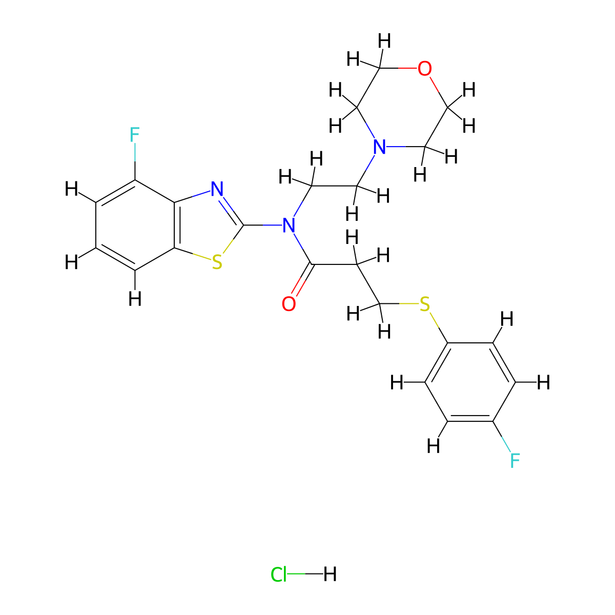 N-(4-fluorobenzo[d]thiazol-2-yl)-3-((4-fluorophenyl)thio)-N-(2-morpholinoethyl)propanamide hydrochloride molecular structure, CAS 1216816-90-8