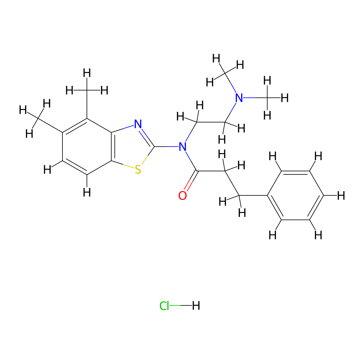 N-(2-(dimethylamino)ethyl)-N-(4,5-dimethylbenzo[d]thiazol-2-yl)-3-phenylpropanamide hydrochloride molecular structure, CAS 1216818-40-4