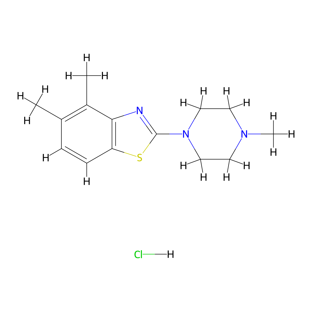 4,5-Dimethyl-2-(4-methylpiperazin-1-yl)benzo[d]thiazole hydrochloride molecular structure, CAS 1216818-48-2