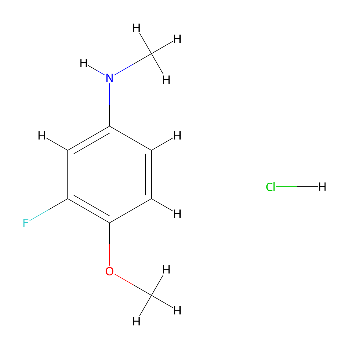3-fluoro-4-methoxy-N-methylaniline hydrochloride molecular structure, CAS 1216818-87-9