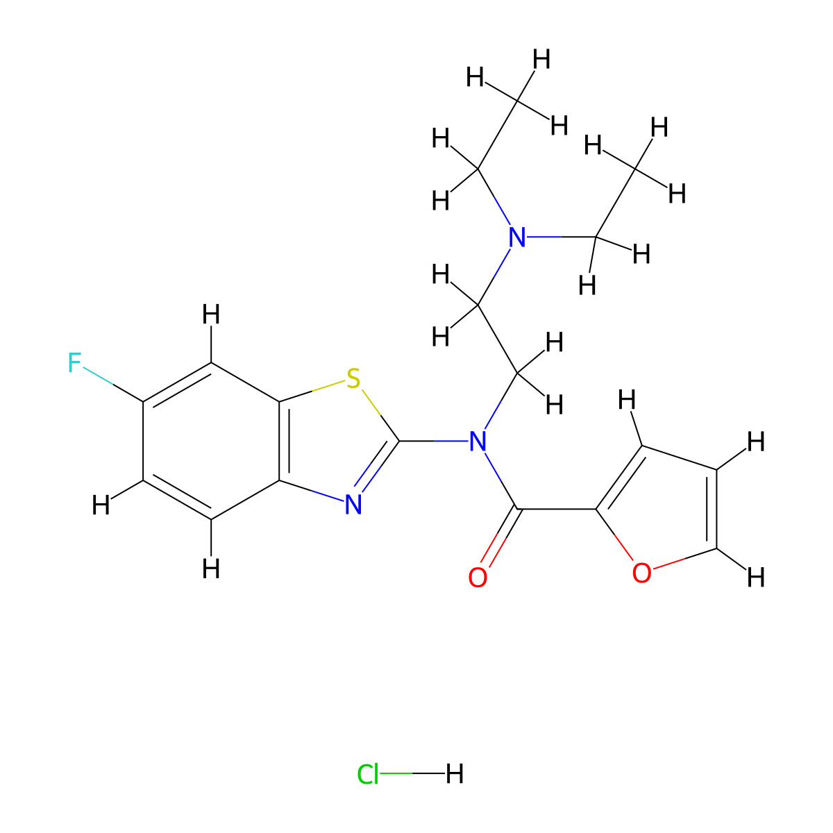 N-(2-(diethylamino)ethyl)-N-(6-fluorobenzo[d]thiazol-2-yl)furan-2-carboxamide hydrochloride molecular structure, CAS 1216819-93-0