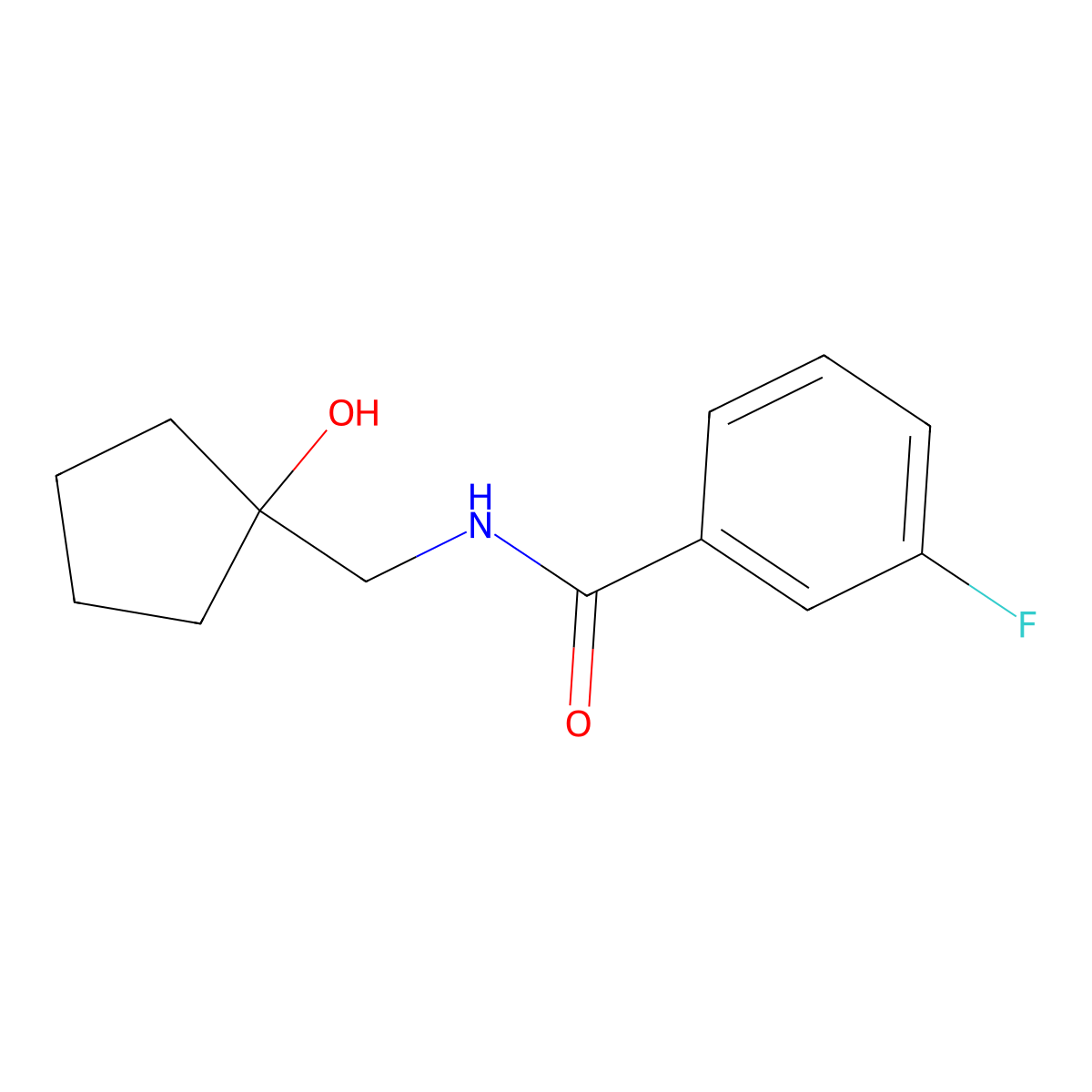 3-fluoro-N-((1-hydroxycyclopentyl)methyl)benzamide molecular structure, CAS 1216822-78-4