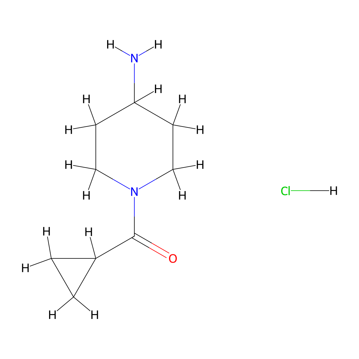 1-Cyclopropanecarbonylpiperidin-4-amine hydrochloride molecular structure, CAS 1216823-46-9