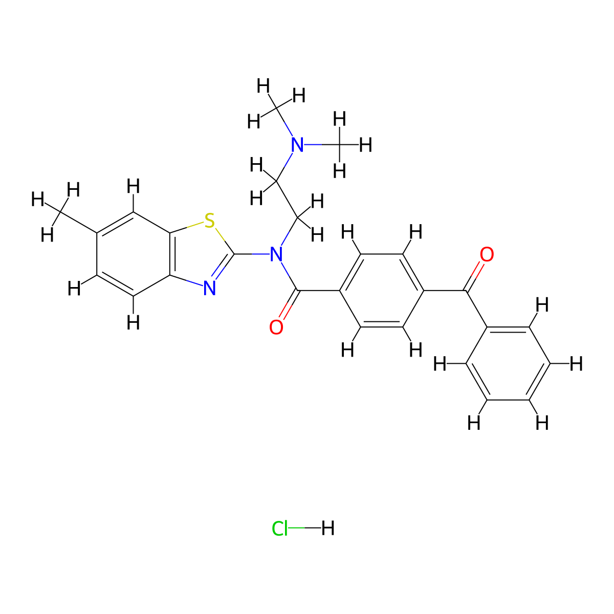 4-benzoyl-N-[2-(dimethylamino)ethyl]-N-(6-methyl-1,3-benzothiazol-2-yl)benzamide hydrochloride molecular structure, CAS 1216823-75-4