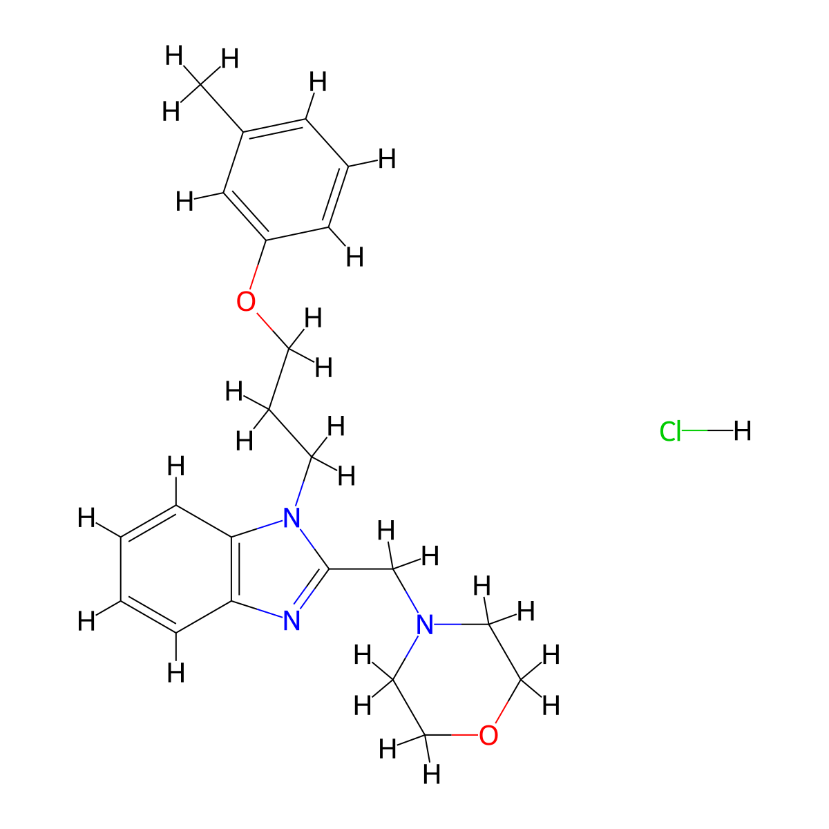 1-[3-(3-methylphenoxy)propyl]-2-[(morpholin-4-yl)methyl]-1H-1,3-benzodiazole hydrochloride molecular structure, CAS 1216825-27-2
