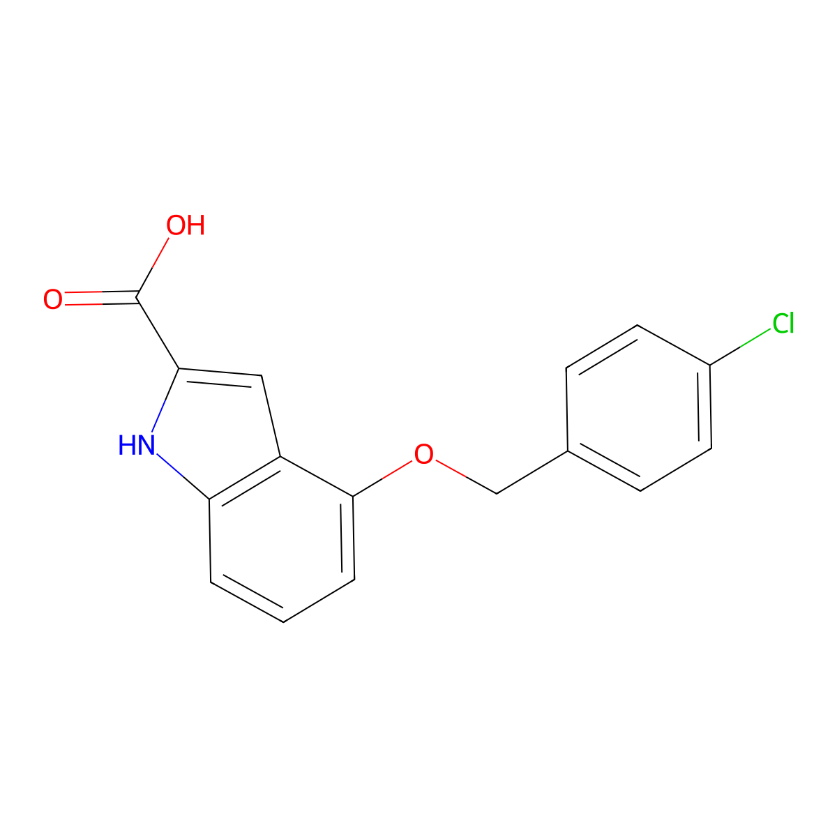 4-[(4-chlorobenzyl)oxy]-1H-indole-2-carboxylic acid molecular structure, CAS 1216826-19-5