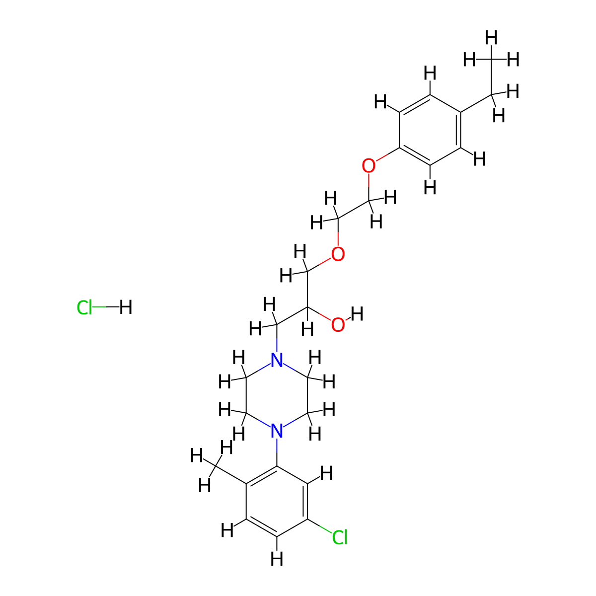 1-[4-(5-Chloro-2-methylphenyl)piperazin-1-YL]-3-[2-(4-ethylphenoxy)ethoxy]propan-2-OL hydrochloride molecular structure, CAS 1216827-24-5