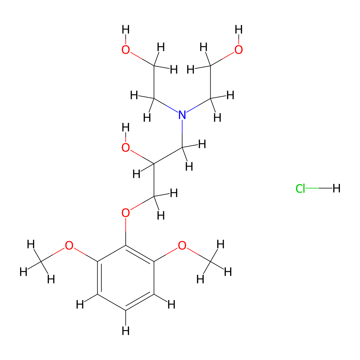 1-[Bis(2-hydroxyethyl)amino]-3-(2,6-dimethoxyphenoxy)propan-2-OL hydrochloride molecular structure, CAS 1216827-32-5