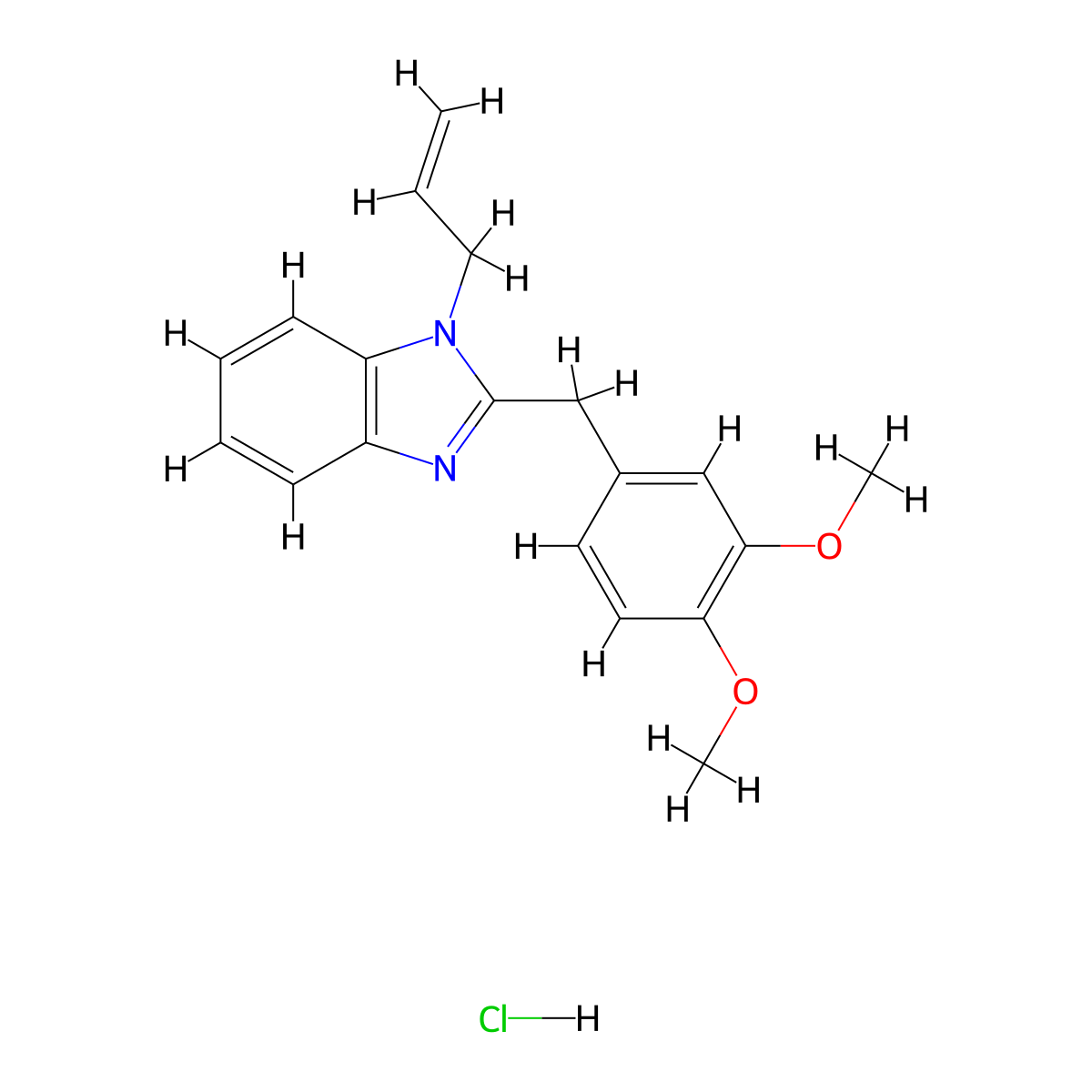 1-allyl-2-(3,4-dimethoxybenzyl)-1H-benzo[d]imidazole hydrochloride molecular structure, CAS 1216827-48-3