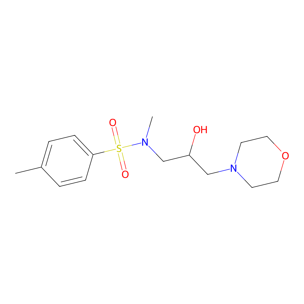 N-(2-hydroxy-3-morpholinopropyl)-N,4-dimethylbenzenesulfonamide molecular structure, CAS 1216828-90-8