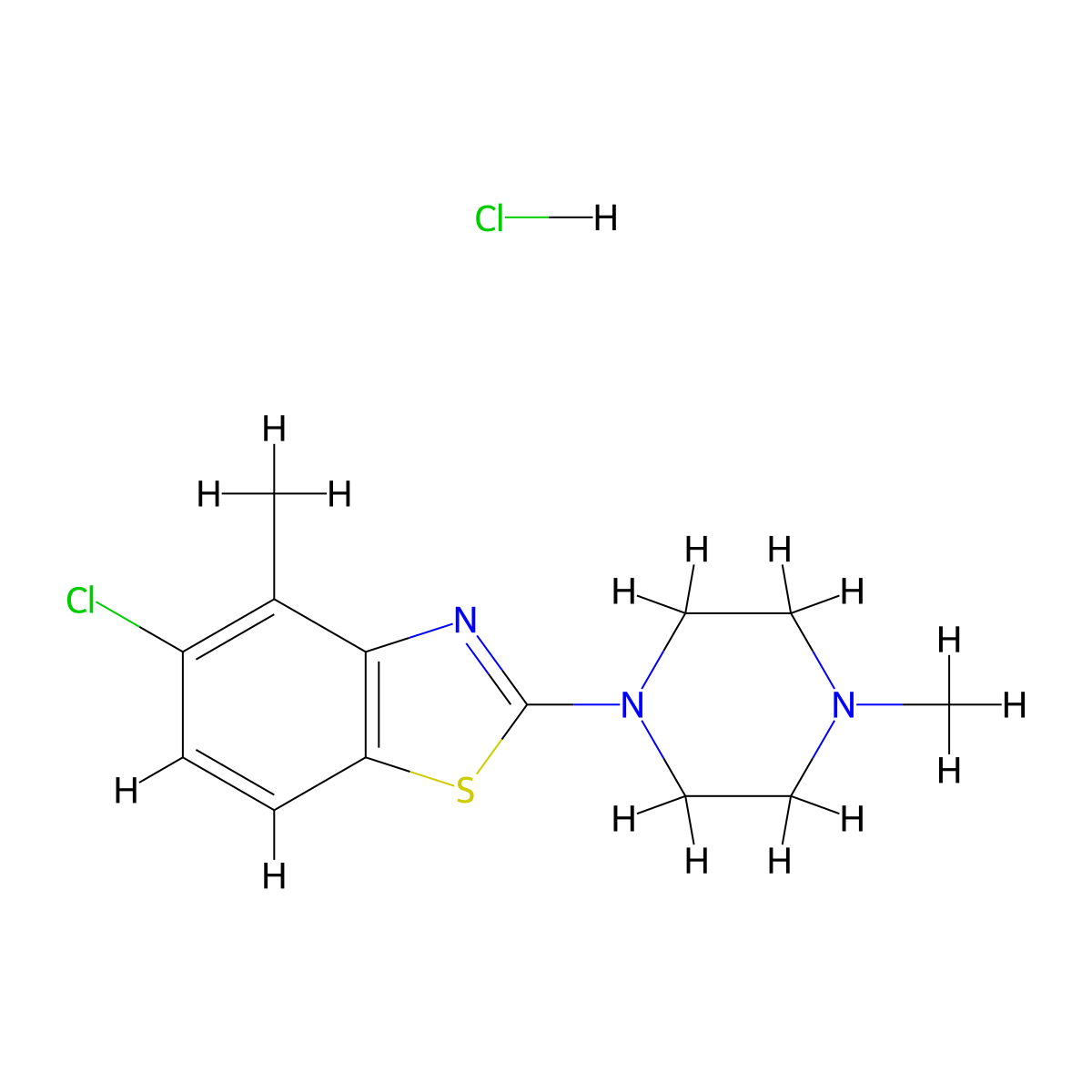 5-Chloro-4-methyl-2-(4-methylpiperazin-1-yl)benzo[d]thiazole hydrochloride molecular structure, CAS 1216829-51-4