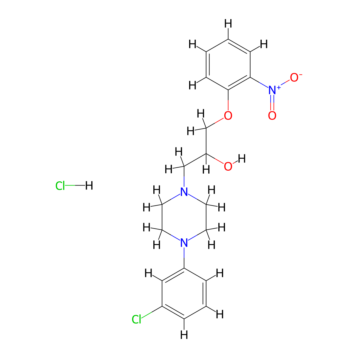 1-[4-(3-Chlorophenyl)piperazin-1-YL]-3-(2-nitrophenoxy)propan-2-OL hydrochloride molecular structure, CAS 1216829-90-1