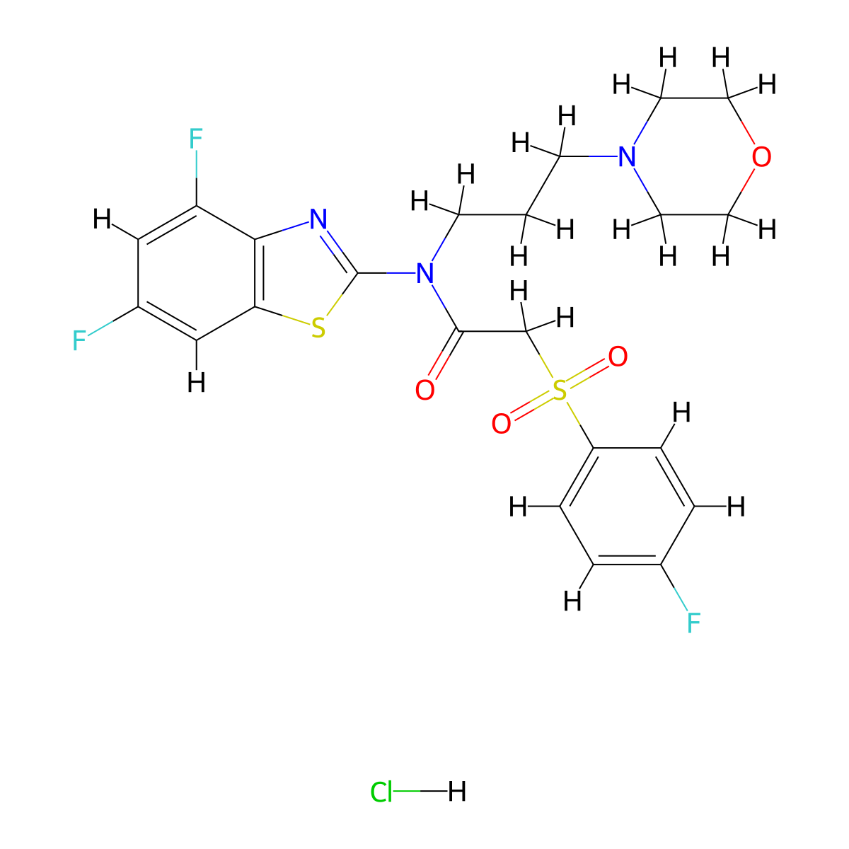 N-(4,6-difluorobenzo[d]thiazol-2-yl)-2-((4-fluorophenyl)sulfonyl)-N-(3-morpholinopropyl)acetamide hydrochloride molecular structure, CAS 1216829-93-4