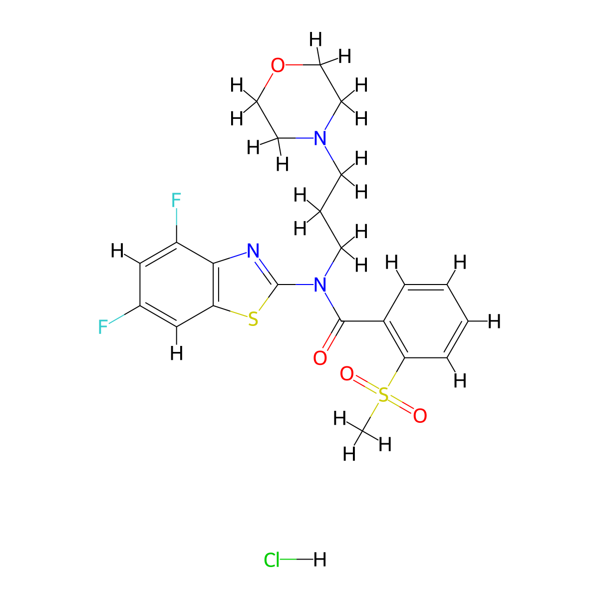 N-(4,6-difluorobenzo[d]thiazol-2-yl)-2-(methylsulfonyl)-N-(3-morpholinopropyl)benzamide hydrochloride molecular structure, CAS 1216831-65-0