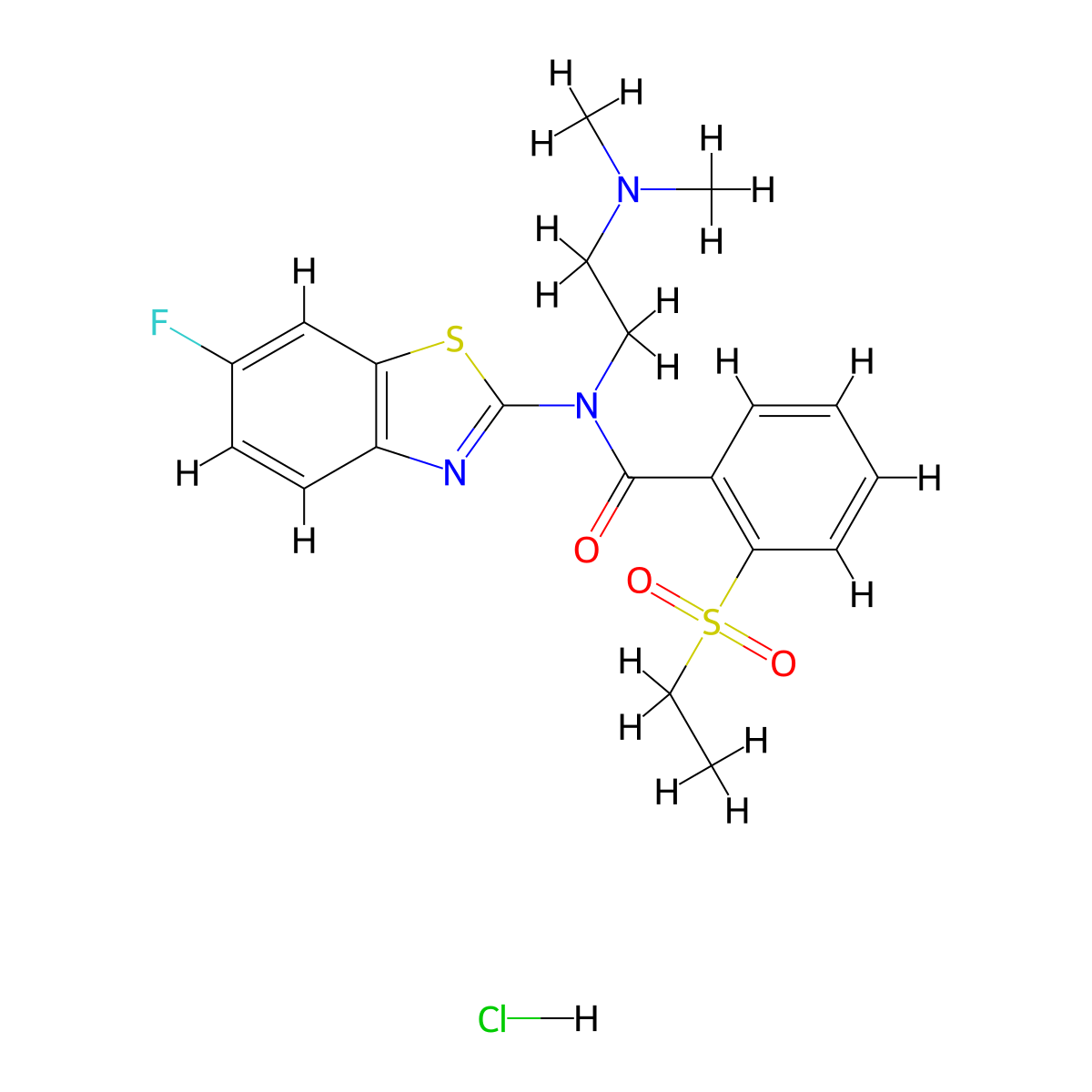 N-(2-(dimethylamino)ethyl)-2-(ethylsulfonyl)-N-(6-fluorobenzo[d]thiazol-2-yl)benzamide hydrochloride molecular structure, CAS 1216831-89-8