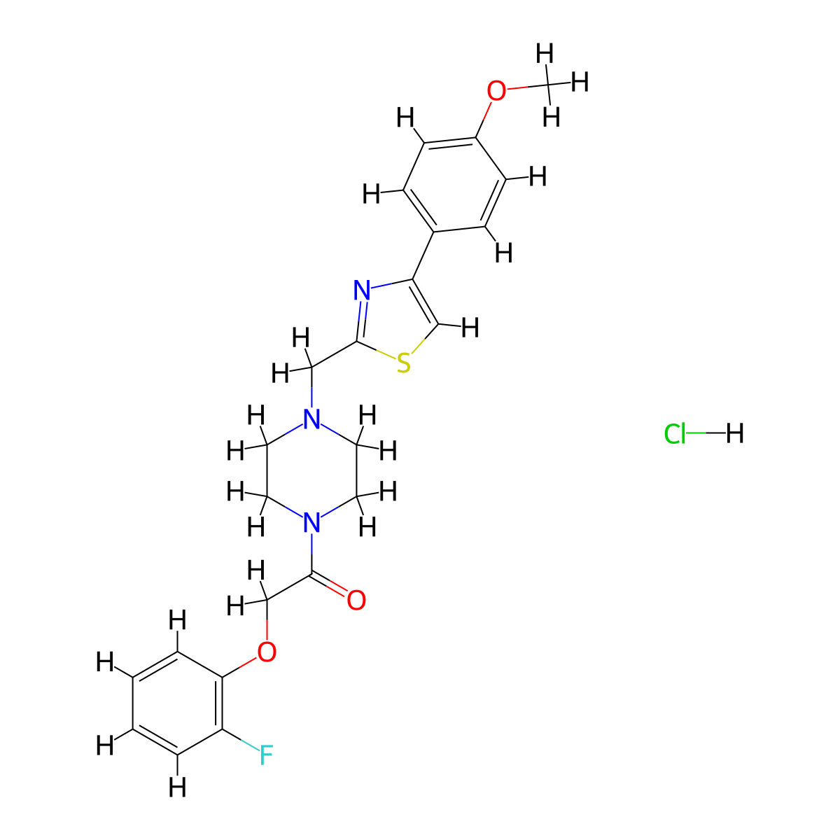 2-(2-Fluorophenoxy)-1-(4-((4-(4-methoxyphenyl)thiazol-2-yl)methyl)piperazin-1-yl)ethanone hydrochloride molecular structure, CAS 1216834-43-3
