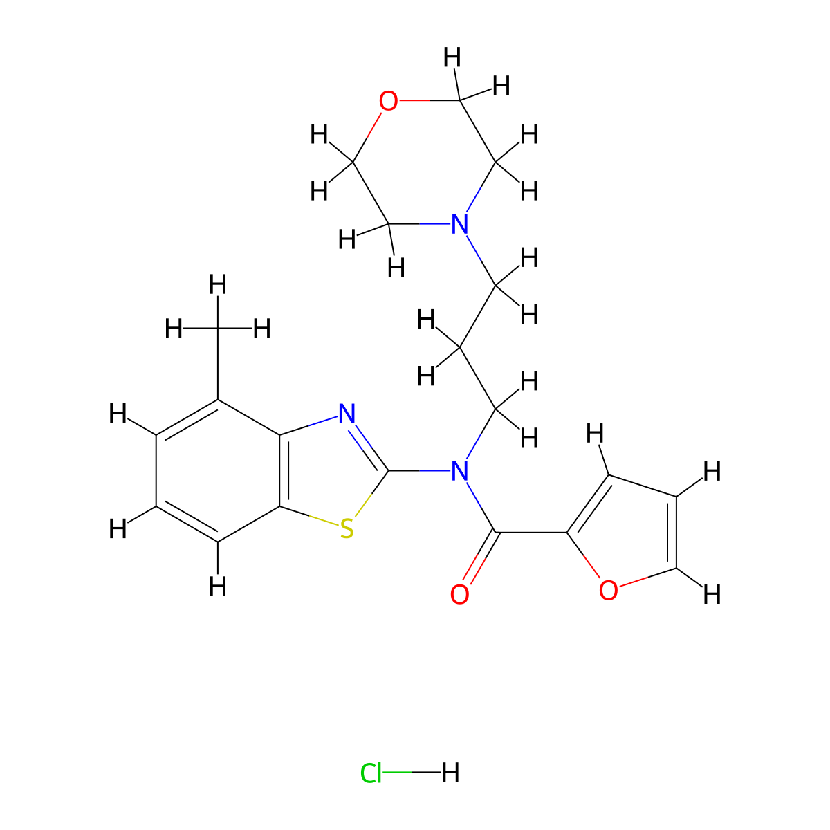 N-(4-methylbenzo[d]thiazol-2-yl)-N-(3-morpholinopropyl)furan-2-carboxamide hydrochloride molecular structure, CAS 1216835-07-2