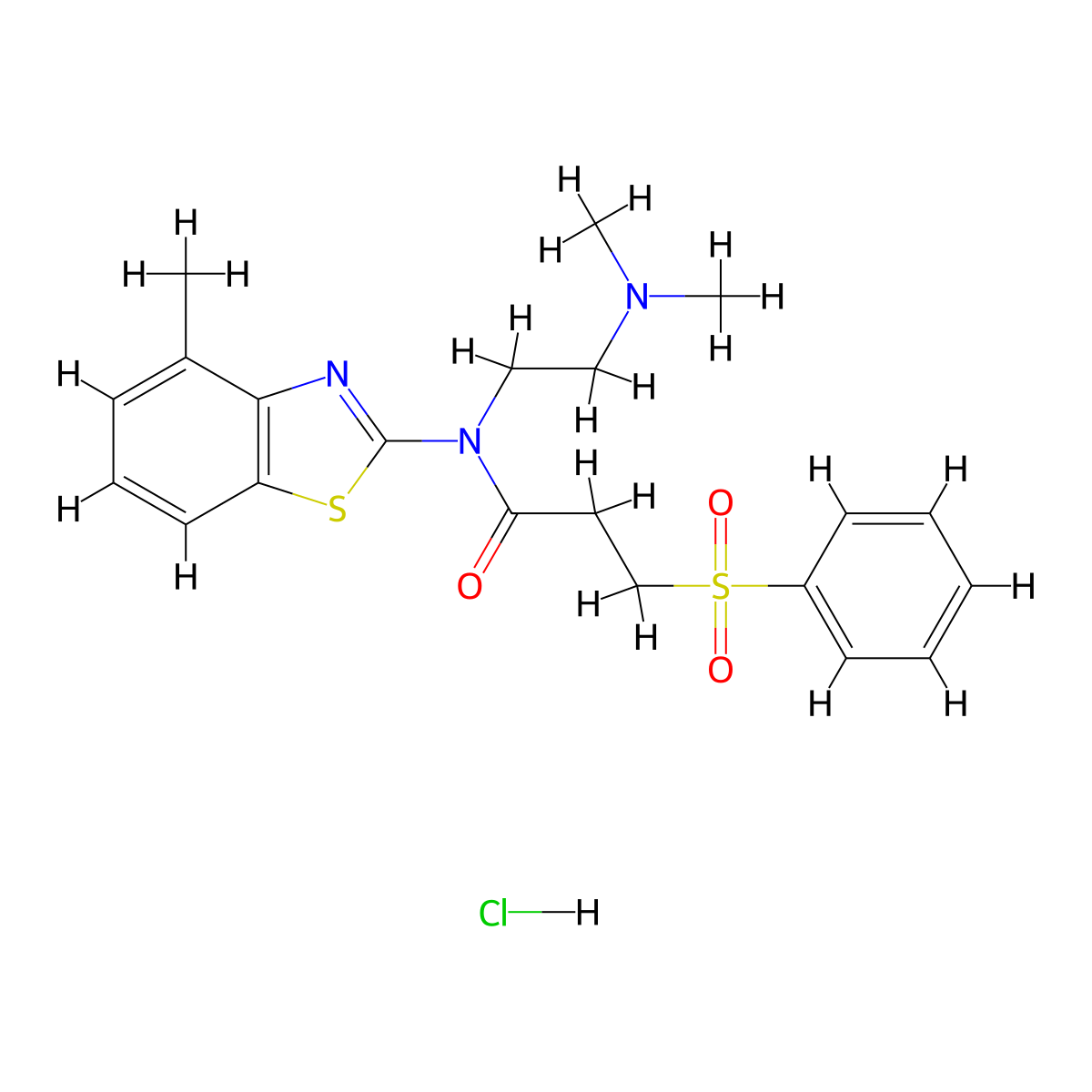 N-(2-(dimethylamino)ethyl)-N-(4-methylbenzo[d]thiazol-2-yl)-3-(phenylsulfonyl)propanamide hydrochloride molecular structure, CAS 1216835-15-2
