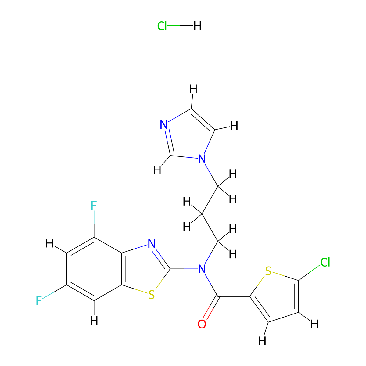 N-(3-(1H-imidazol-1-yl)propyl)-5-chloro-N-(4,6-difluorobenzo[d]thiazol-2-yl)thiophene-2-carboxamide hydrochloride molecular structure, CAS 1216837-08-9