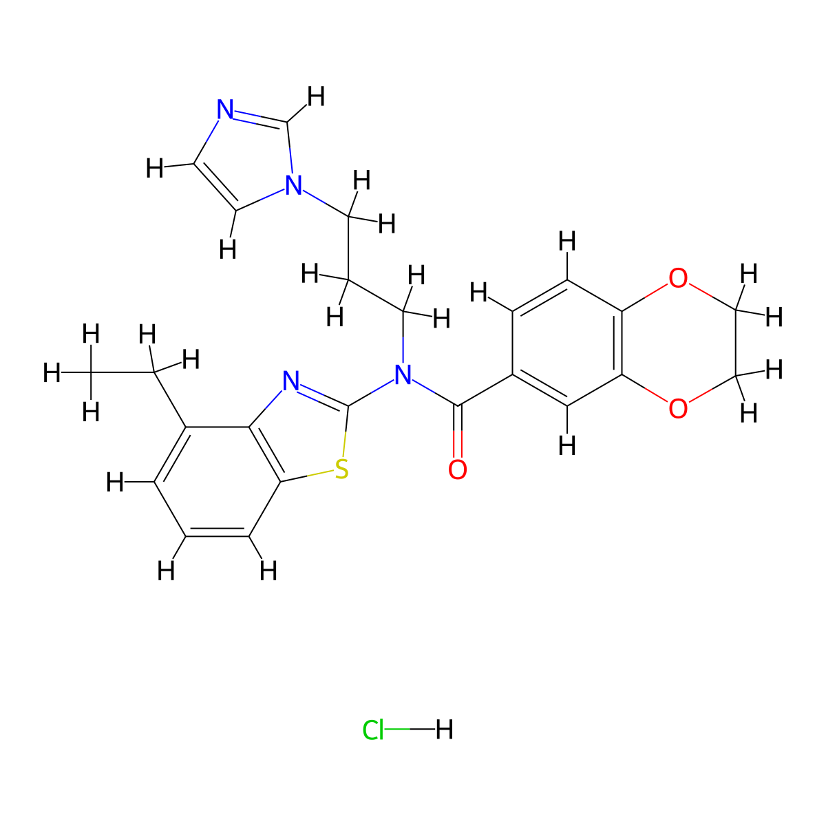 N-(3-(1H-imidazol-1-yl)propyl)-N-(4-ethylbenzo[d]thiazol-2-yl)-2,3-dihydrobenzo[b][1,4]dioxine-6-carboxamide hydrochloride molecular structure, CAS 1216837-59-0