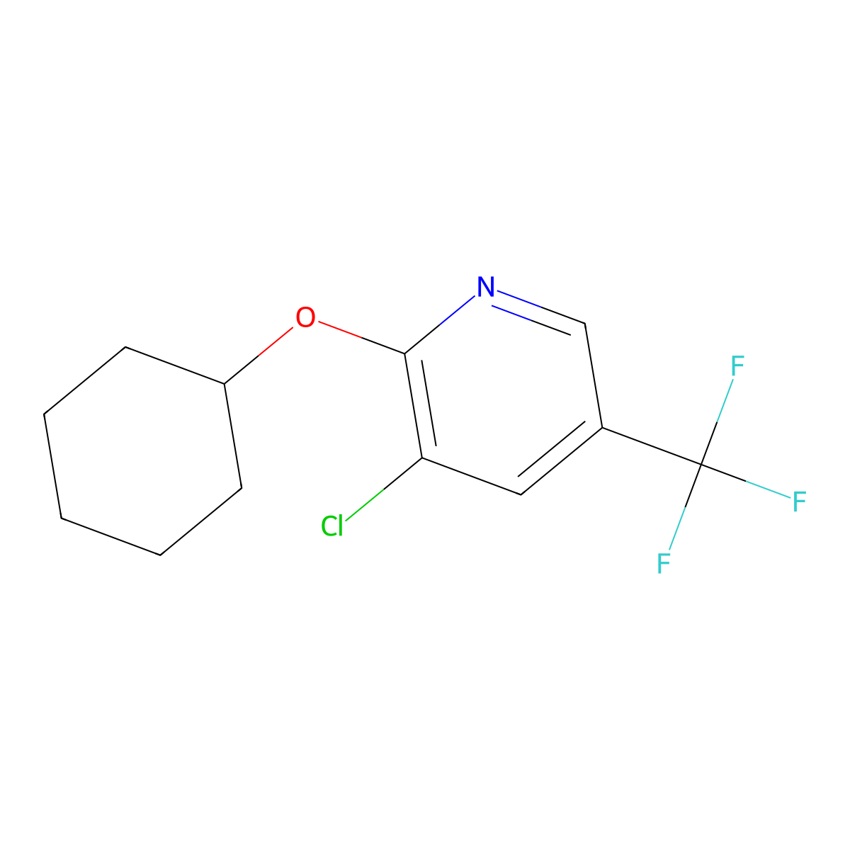 3-Chloro-2-(cyclohexyloxy)-5-(trifluoromethyl)pyridine molecular structure, CAS 1216838-34-4