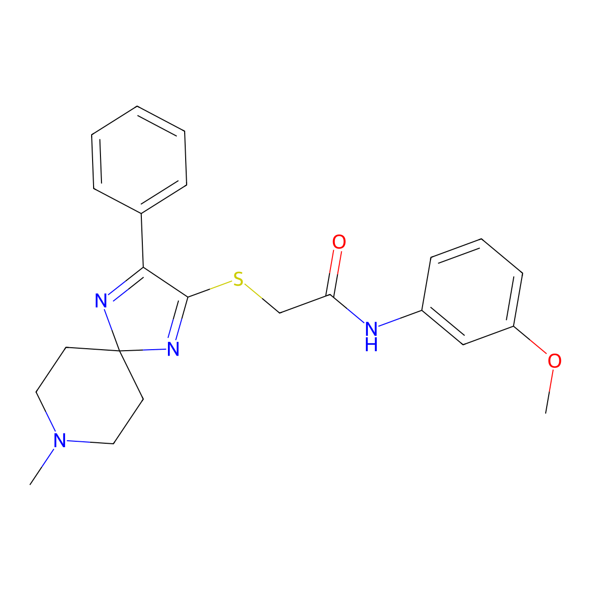N-(3-methoxyphenyl)-2-((8-methyl-3-phenyl-1,4,8-triazaspiro[4.5]deca-1,3-dien-2-yl)thio)acetamide molecular structure, CAS 1216838-50-4