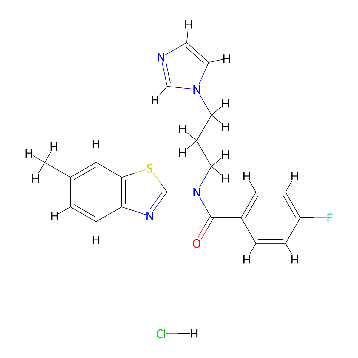 N-(3-(1H-imidazol-1-yl)propyl)-4-fluoro-N-(6-methylbenzo[d]thiazol-2-yl)benzamide hydrochloride molecular structure, CAS 1216838-72-0