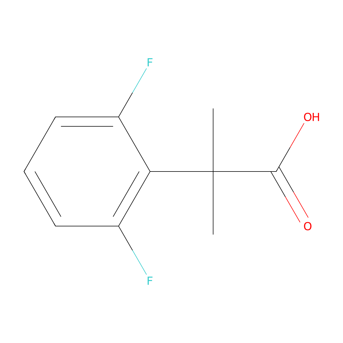 2-(2,6-Difluorophenyl)-2-methylpropanoic acid molecular structure, CAS 1216838-87-7