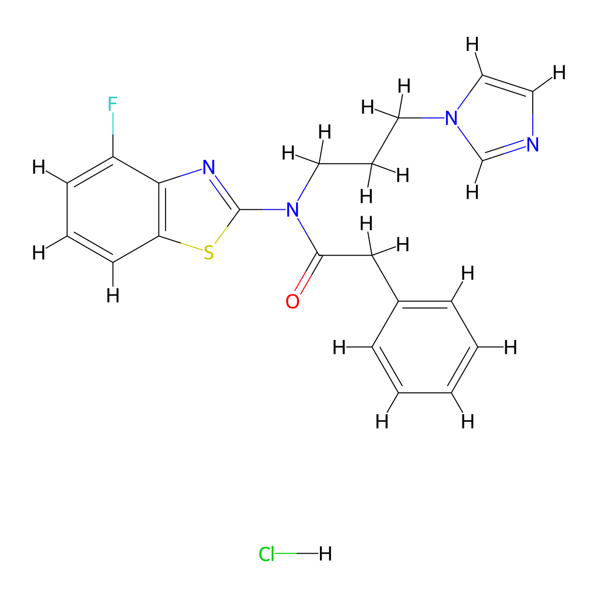N-(4-fluoro-1,3-benzothiazol-2-yl)-N-[3-(1H-imidazol-1-yl)propyl]-2-phenylacetamide hydrochloride molecular structure, CAS 1216839-50-7