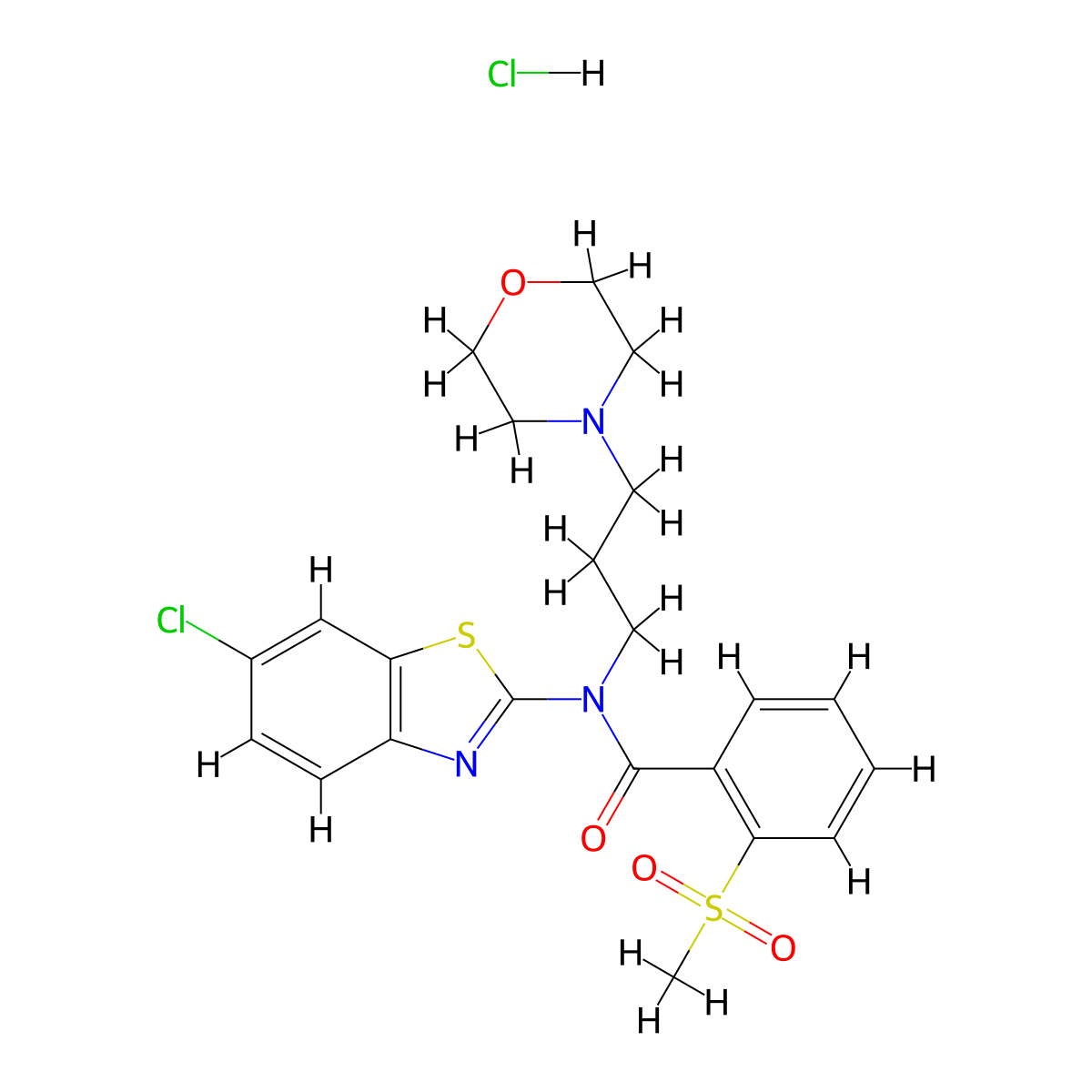 N-(6-chlorobenzo[d]thiazol-2-yl)-2-(methylsulfonyl)-N-(3-morpholinopropyl)benzamide hydrochloride molecular structure, CAS 1216839-66-5