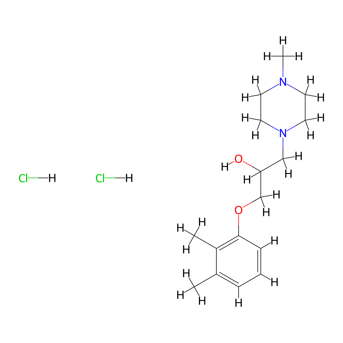 1-(2,3-Dimethylphenoxy)-3-(4-methylpiperazin-1-yl)propan-2-ol dihydrochloride molecular structure, CAS 1216839-77-8