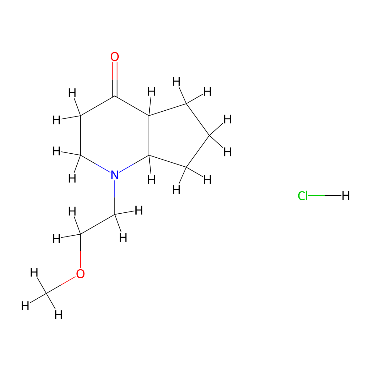 1-(2-methoxyethyl)-octahydro-1H-cyclopenta[b]pyridin-4-one hydrochloride molecular structure, CAS 1216840-29-7