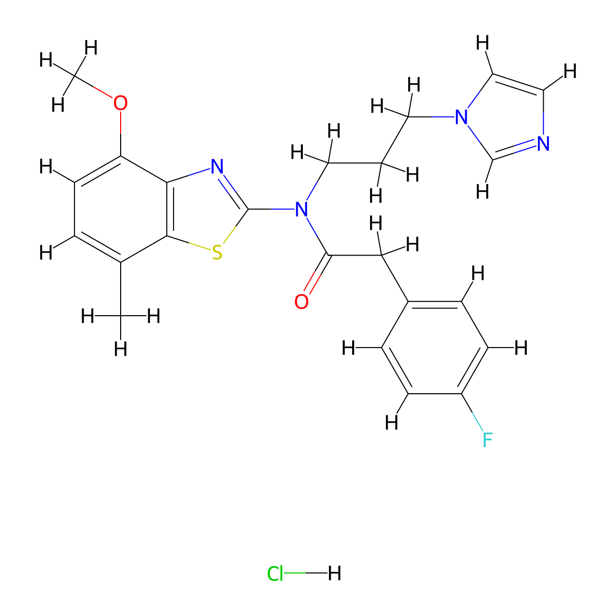 N-(3-(1H-imidazol-1-yl)propyl)-2-(4-fluorophenyl)-N-(4-methoxy-7-methylbenzo[d]thiazol-2-yl)acetamide hydrochloride molecular structure, CAS 1216842-71-5