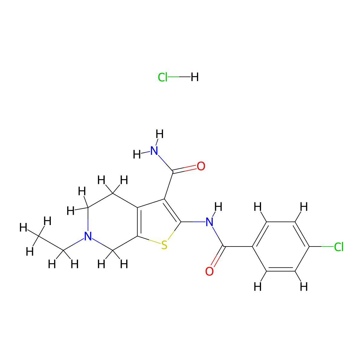2-(4-Chlorobenzamido)-6-ethyl-4,5,6,7-tetrahydrothieno[2,3-c]pyridine-3-carboxamide hydrochloride molecular structure, CAS 1216843-53-6