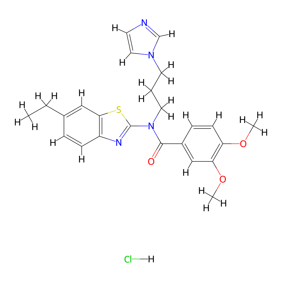 N-(3-(1H-imidazol-1-yl)propyl)-N-(6-ethylbenzo[d]thiazol-2-yl)-3,4-dimethoxybenzamide hydrochloride molecular structure, CAS 1216845-50-9